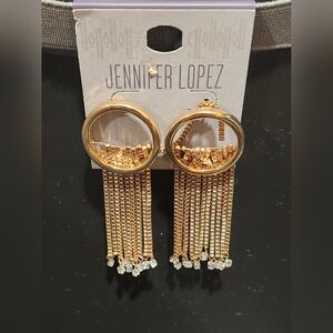 Jennifer Lopez Gold Chain Dangle Earrings